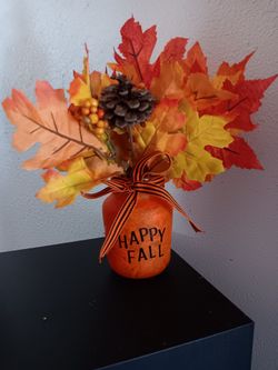 Happy Fall Mason Jar Floral Centerpiece
