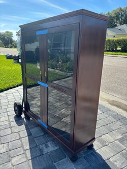 Antique Mahogany Double Door Display Cabinet