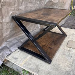 Industrial Metal & Wood Side Table – Stylish “X” Design