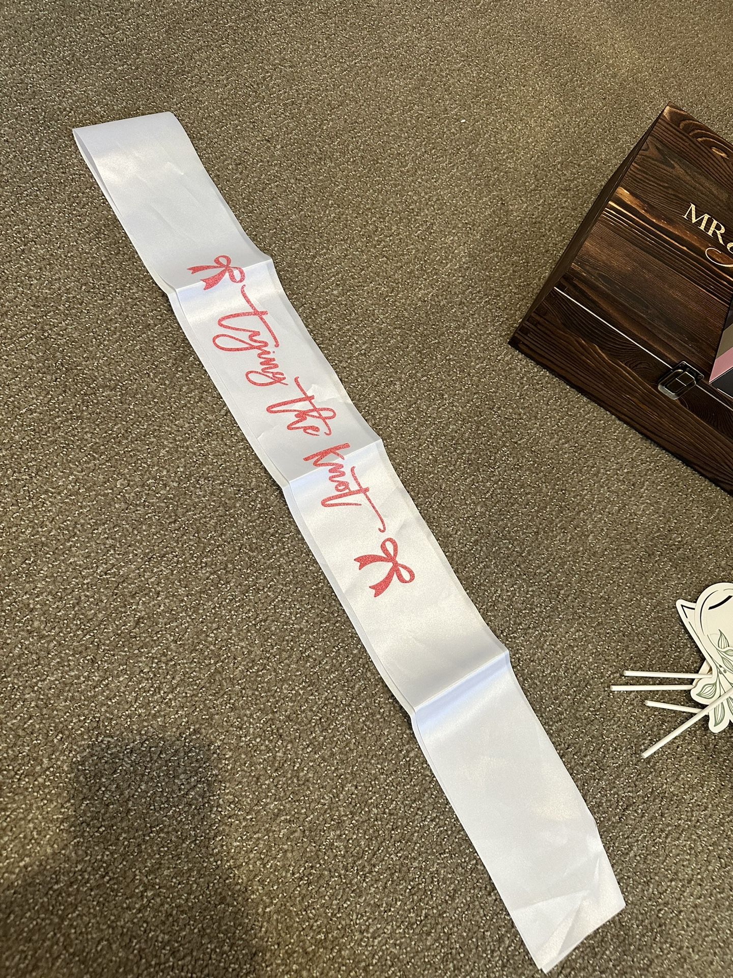 “Tying The Knot” Pink & White Bridal Sash