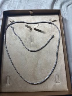 925 Sterling Silver Moissanite Tennis Chain & Bracelet Set (24” Chain / 8” Bracelet)