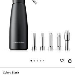 Aluminum Whipped Cream Dispenser - Leak-Free Whip Cream Maker Canister with 5 Decorating Nozzles & Cleaning Brush - 1-Pint / 500 mL Cream Whipper - N2