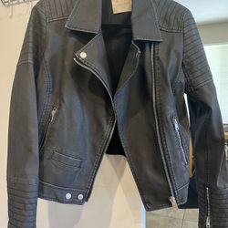 Black Faux-Leather Moto Jacket