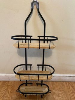 Bamboo And Metal 3 Shelf Shower Caddy/ Read Description