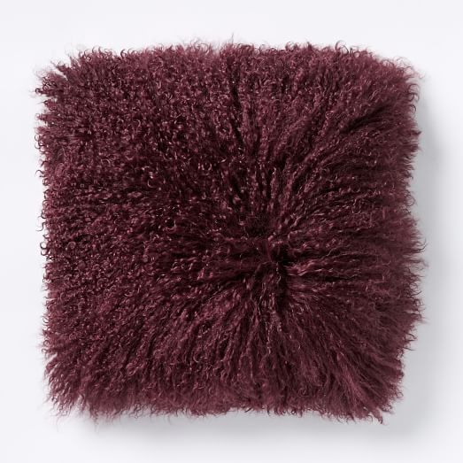 West Elm Mongolian Lamb Fur Wool Pillows, set of 2