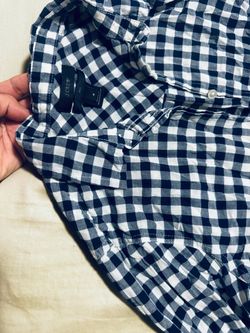 Size:4 - J.Crew Navy Blue Plaid Button-Down Shirt –