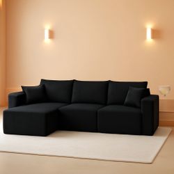 Luxurious Corduroy 108 Inch L Shaped Sofa Memory Foam