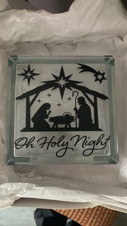 Oh Holy Night Nativity Glass Block