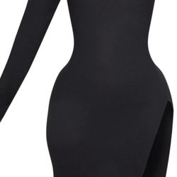 SHAPE BLACK ONE SHOULDER SPLIT BODYCON DRESS