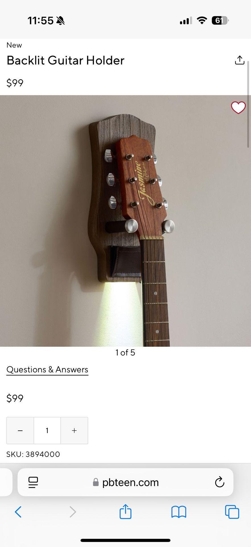 Pottery Barn Guitar Holder
