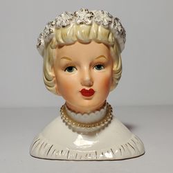 Napco Lady Head Vase White Flower Crown