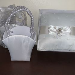 Flower Girl Baskets (2) And Ring Bearer Pillow 