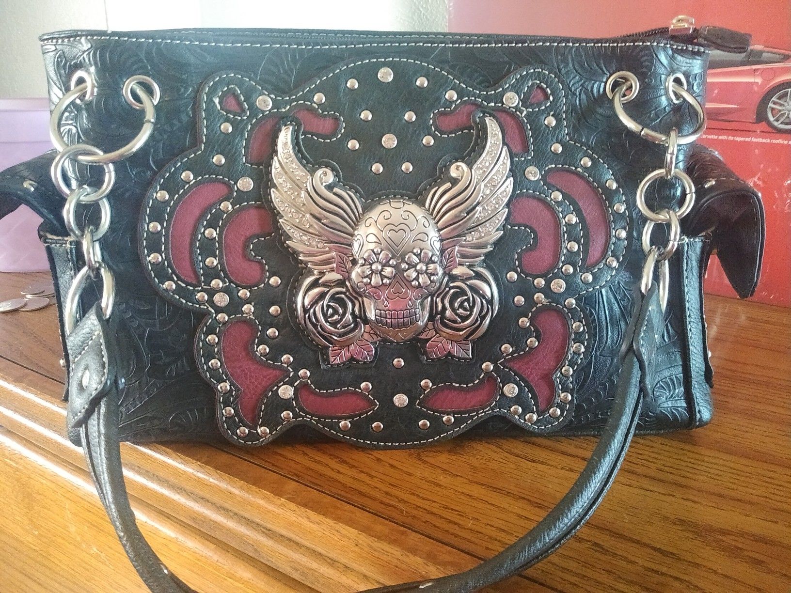 Metal skull purse
