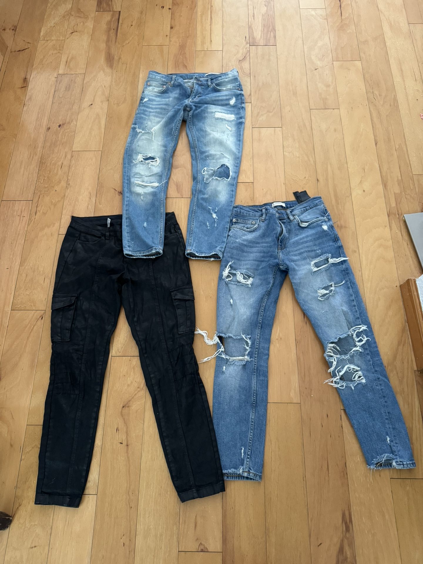 Zara pants size 34 - women Zara jeans , Zara cargo pants, Zara metallic pants, Moto pants, Zara moto