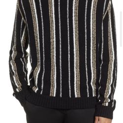 ATM Anthony Thomas Melillo Vertical Stripe Pullover Hoodie Size S Black White 