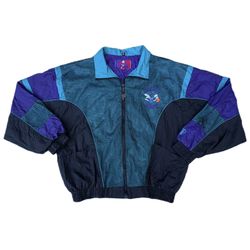 Vintage 90s NBA Charlotte Hornets Pro Player Blue Purple Windbreaker Zip Jacket