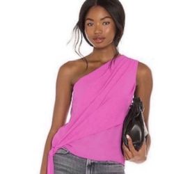 Krisa One Shoulder Tie Top in Rosa Size M