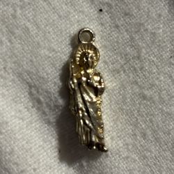 2 Silver, 1 Wooden Cross Pendant. 1 Gold Religious Pendant 