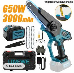 Mini Chainsaw Cordless, 6 Inch Handheld Electric Chain Saw with 3.0Ah Battery  for Tree Branches, Courtyard, Household, Garden