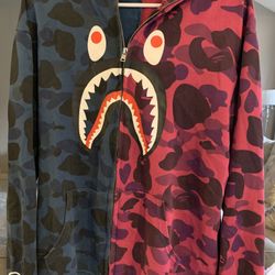Bape Shark Blue and Pink Cross Camo Full Zip Jacket