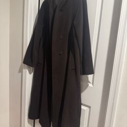 Cinzia Rocca Icons Dark Brown Wool and Cashmere Trench Coat Size 16