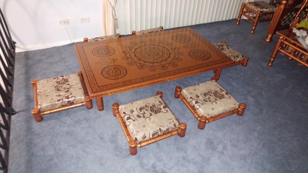 Decorative Wooden Table with Cushions