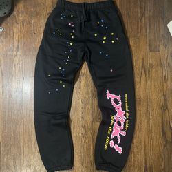 Sp5der P*NK Sweatpants Black🔥