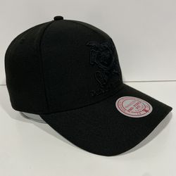 Denver Nuggets Mitchell & Ness Hat Cap Adjustable SnapBack A-Frame Black On Blk