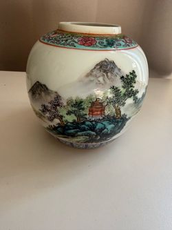 Chinese Porcelain Vase – Hand-Painted Landscape & Floral