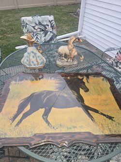 Vintage Wood Wall Plac N End Of Trail Porcelain Sculpture
