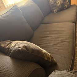 2 Pieces Brown Sofa with Pillows