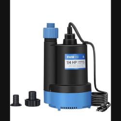 (1) 1/4 HP Submersible Water Pump 1800GPH Small Sump Pump Thermoplastic Electric Portable Transfer Utility Pump Clean for Swimm