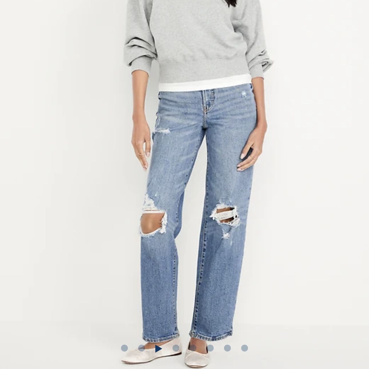 OLD NAVY Womens Distressed Ripped Knee Medium Wash High Rise O.G. Loose Jeans
