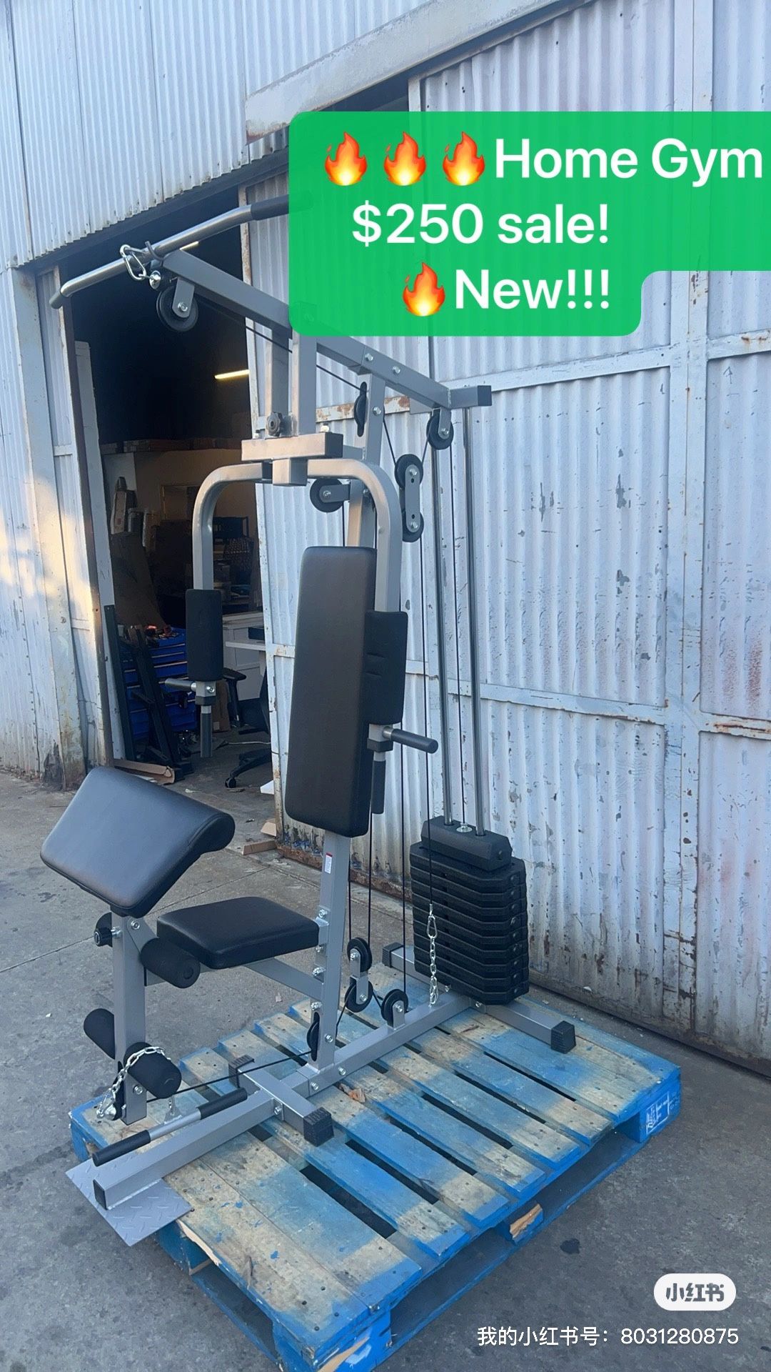 🔥🔥🔥Home Gym $250 sale! New!!! Home Gym Workout Station with 330LB of Resistance, 125LB Weight Stack Exercise Workout Equipment Fitness Strength Ma