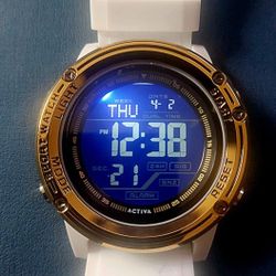 New Activa Invicta Voyager of Time X Invicta Men's Digital Watch 52mm, White/Gold NWT Water Resistant