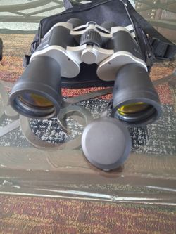 Black and Silver Binoculars with Carry Case