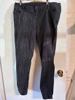 1328 WORN ONCE!! ladies Nightmare Before Christmas Two-Tone Split Leg Distressed Jeans Size 18p. $20 FIRM!