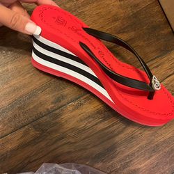 High Heel/wedge Flip Flops. Size 7.5-8