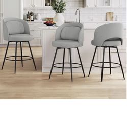Brand New Grey 3 Barstools/ 360 Swivels 