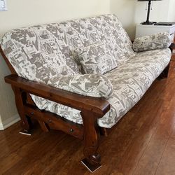 Wood Futon Living Room Set