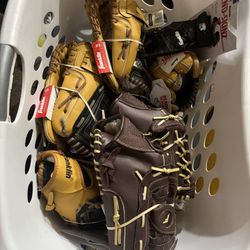 Baseball Gloves with Baseballs
