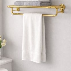 Brass Wall Mount Towel Bar And Shelf