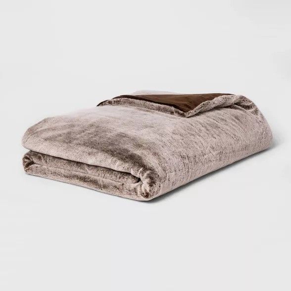 60" x 80" Faux Fur Weighted Blanket with Removable Cover - Threshold™