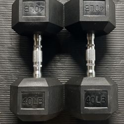 40lb Hex Rubber Dumbbell Pair - NEW