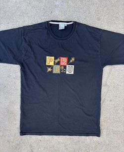 Vintage Peru Embroidered Graphic Tee (Black) Size L