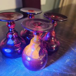 4 Vintage Fenton Glass Ruby Red Georgian Agua Caliente Cordial Glasses cadmium 