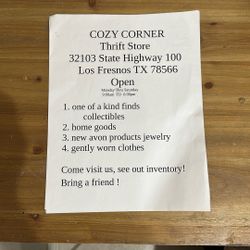COZY CORNER THRIFT STORE