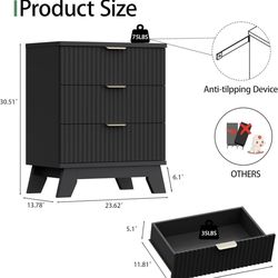 Black Fluted Nightstand - HLG047