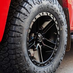 17" American Outlaw Wheels Railcar Black With Machined Black Tint Rims 5x127 ET-5