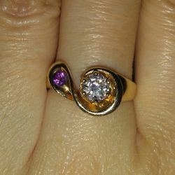 Beautiful Genuine 14k Diamond 💎 & Amethyst Ring 💍!